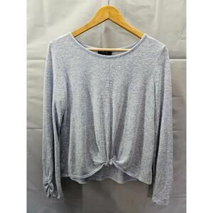 BCX Twist Front Long Sleeve Top Light Blue Womens Medium